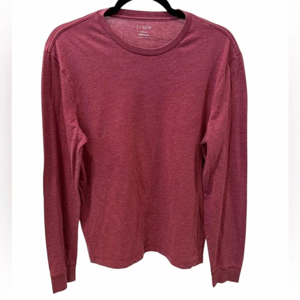 J. Crew Maroon Burgundy Soft Washed  Long Sleeve Crewneck T-shirt Size small